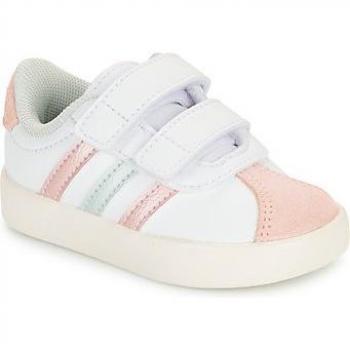 Adidas VL Court 3.0 Infant Sneakers - Unisex Baby Trainers in FTWR White / Linen Green Met / Sandy Pink Met
