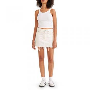 Levi's Falda vaquera corta con bajo deshilachado para Mujer, modelo Icon, color Frosting, talla 28W