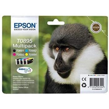 Tinta Original EPSON T0895 Color Y Black Pack 4 Unidades para Epson Stylus S20,S21,SX105,SX110,SX115,SX200,SX205,SX210, SX215,SX218,SX400,SX405,SX410,SX415