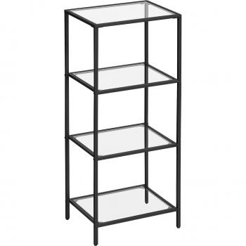 Estantería de baño de 4 niveles, vidrio templado, robusta y fácil de montar, para salón, dormitorio, oficina, color a elegir blanco, dorado o negro