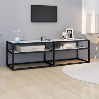 Mueble de TV en vidrio templado color mármol blanco 140x40x40,5 cm Vidaxl