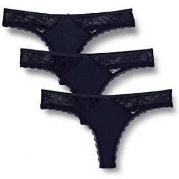 Iris & Lilly Calzoncillo Tanga de Microfibra Mujer, Pack de 3, Azul