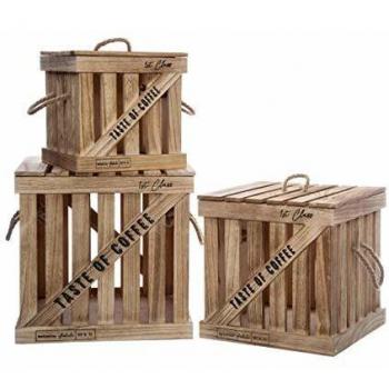 Set de 3 cajas de almacenamiento de madera Denys - Beige - L 36 x l 36 x H 35 cm