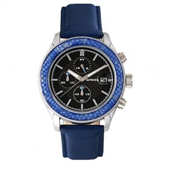 Breed Maverick Men's Chronograph Leather Watch with Date - Black/Blue