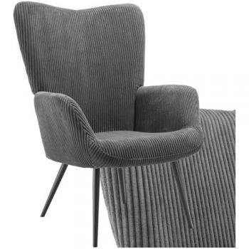 Sillón Hygge Ergonomico Tapizado, Capacidad 150 kg, Sillón de Lectura Sin Reposapiés - Estilo Escandinavo Antracita/Negro