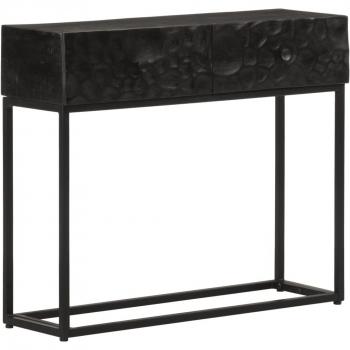 Mesa Consola Negra de Madera Maciza de Mango y Hierro 90x30x76 cm
