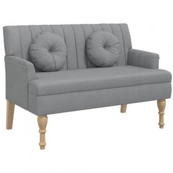 Banco con cojines tela gris claro 113x64,5x75,5 cm