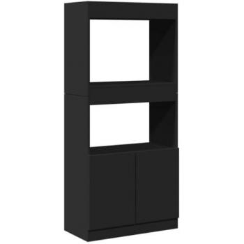 Aparador de madera de ingeniería negro 63x33x140 cm