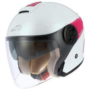 Astone Helmets - Casque jet DJ10-2 monocolor- Casque jet à écran long - Casque jet moderne en polycarbonate - white/pink M