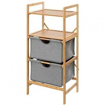 Estantería de bambú Bahari con 2 cajones, dimensiones 44x96x34 cm