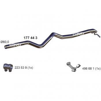 Tubo de escape ERNST 177443 para Volkswagen Transporter 5, Abgasrohr trasero, compatible con VAG 7E0253681D y 7E0253681K