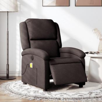 Sillón reclinable de masaje eléctrico en tela marrón oscuro con función de reclinación eléctrica
