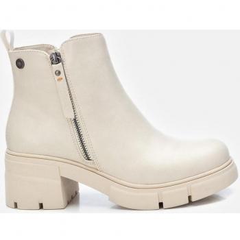 Refresh Botines para Mujer 171054 Blanco Roto con Tacón de 6cm y Cierre de Cremallera