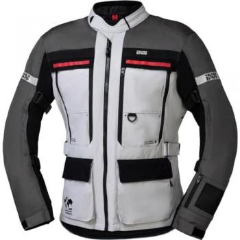 Chaqueta de Moto iXS Montevideo-ST 3.0 Gris Oscuro-Negro, chaqueta textil impermeable para motocicletas, talla 4XL