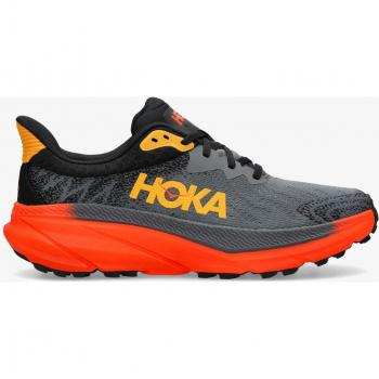 HOKA Men's Challenger 7 Road Running Shoes, Castlerock/Flame, Size 6.5, Grey Running 7 M