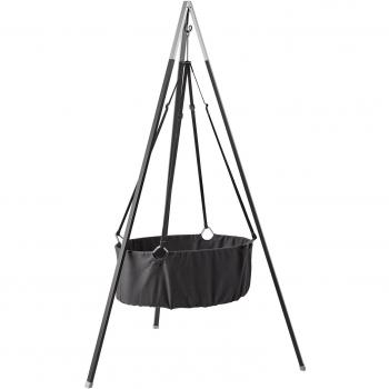 Berceau LEANDER – Baby Berceau Gris avec matelas et crochets de plafond – avec trépied – Gris