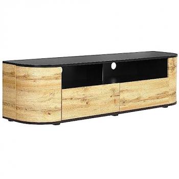 Mueble TV Jerome - Madera Clara y Negra, 160 x 40 cm, 2 Cajones, Orificio para Cables, Estilo Rústico