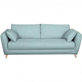 Sofá cama nórdico 3 plazas de tela azul hielo con colchón de 10 cm CREEP