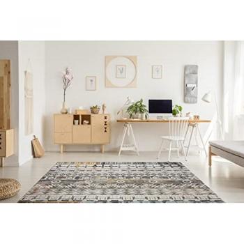 Alfombra Moderna Boho Étnica Exterior Beige Multicolor 80x250 cm