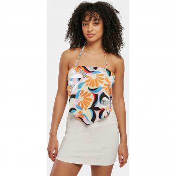 Urban Classics Women's Cropped Satin Triangle Top with Abstract Print