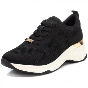 Zapatillas Deportivas Bajas de Mujer con Cordones y Cuña de Goma, Color Negro, Talla 39