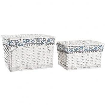 Juego de Cestas DKD Home Decor Poliéster Mimbre (45 x 35 x 30 cm)