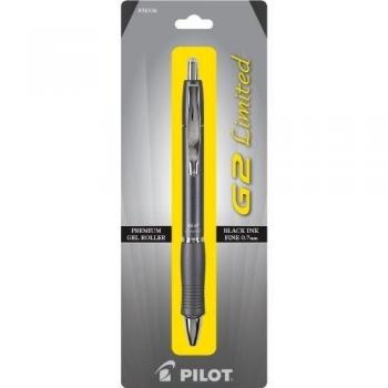 Pilot G2 Limited Retractable Gel Ink Roller Ball Pen, Fine Point, Black Ink, Gray Barrel