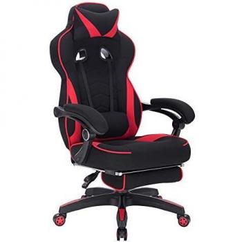 WOLTU Racing Sillas de Escritorio Tela Gaming Silla de Oficina Ergonómica Silla de Ordenador Taburete Giratoria de Oficina con Ruedas Silla de Escritoroio Rojo BS83rt