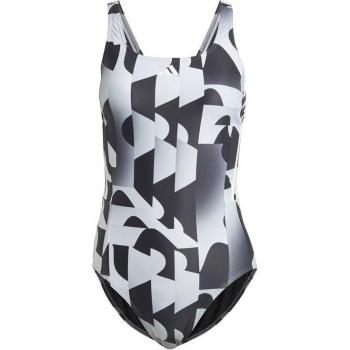 Bañador de natación adidas Graphic 3 bandas mujer negro blanco - Talla 36