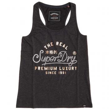Superdry Premium Luxury Rope Entry Vest, Camiseta de Tirantes para Mujer, Nero