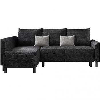 Sofá rinconero Rome 100, gris, función de descanso, caja de ropa de cama, 205x144x89cm