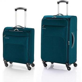 Gabol - Zambia, Juego de Maletas de Viaje con Trolley de Cabina y Trolley Mediano, Azul petróleo