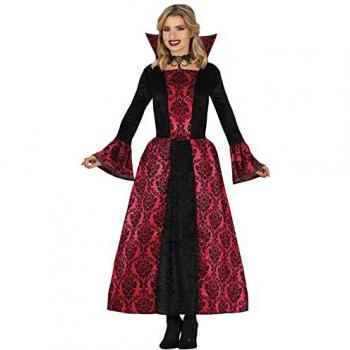 Disfraz de Vampiresa Gótica Roja para Mujer - Vestido Condesa Vampiro Rojo y Negro, Talla 36-38 S, Ideal para Fiestas de Halloween