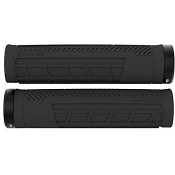 Puños Syncros AM Lock-On negro - Puños de bicicleta, diseño ergonómico, sistema de bloqueo en ambos extremos, material antideslizante, compatible con manillares estándar