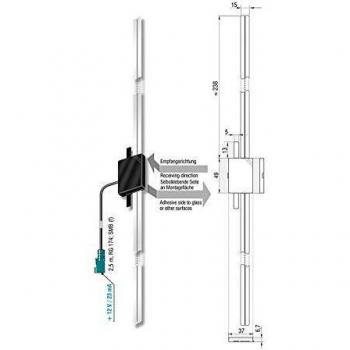 Antena interior de cristal activa FM DAB DAB+ (banda III/L) con conector Fakra hembra