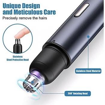 Babacom Cortapelos Nariz, USB Recargable Corta Pelos Oreja y Nariz Indoloro con 13,000 RPM Hoja de Acero Inoxidable, Portátil Impermeable Recortador de Vello, Nariz y Orejas para Masculino y Femenino