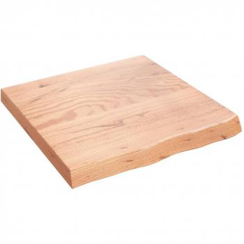 Estante de pared de madera maciza de roble sin tratar 60x60x(2-6) cm, color natural, marrón claro y marrón oscuro, mueble de almacenaje para oficina, estudio y dormitorio