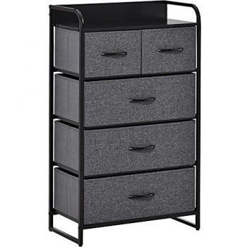 Cómoda de Almacenamiento Plegable con 5 Cajones de Tela 58 x 29 x 99 cm Gris