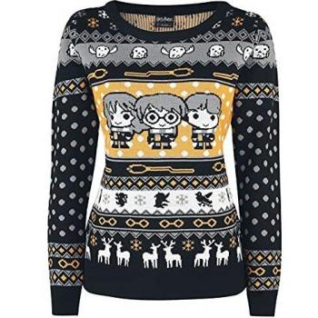 HARRY POTTER Chibi Mujer Christmas Jumper Multicolor XL, 100% poliacrílico, Regular