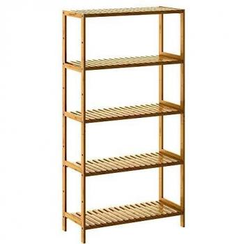 Estantería de Bambú 130x60x26cm con 5 baldas ajustables y alta capacidad de carga
