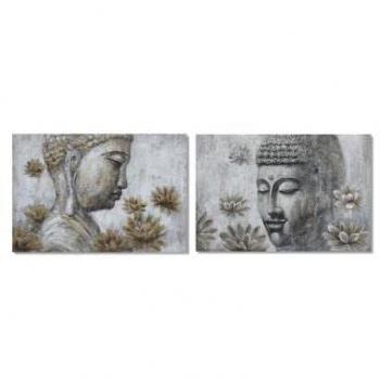 Cuadro DKD Home Decor 120 x 2,8 x 80 cm Buda Oriental (2 Unidades)