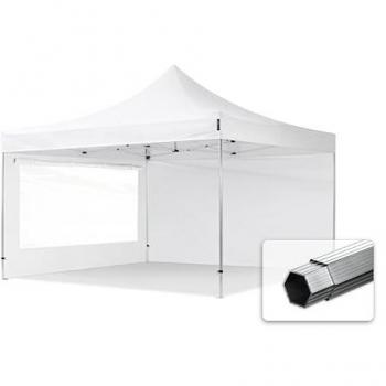 Carpa Plegable 4x4m Profesional Aluminio 40mm con Laterales y Ventanas Panorámicas, Blanca