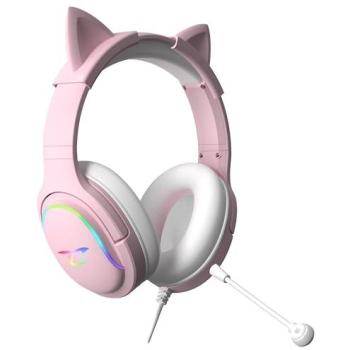 Auriculares gaming con cable Subsonic SA5684-1 - RGB, micrófono boom, diseño over ear, color rosa