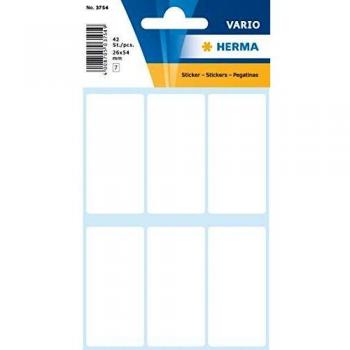 Etiquetas Multiusos HERMA 3754, 26x54 mm, Blancas, Paquete de 42 unidades