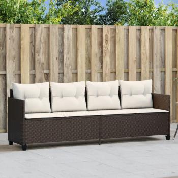 Tumbona con cojines de ratán sintético en color negro y crema, marrón y crema, gris; ideal para jardín, playa, piscina y terraza