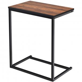 Costway Mesa Auxiliar Escritorio de Computadora Multifuncional Madera 55 x 35 x 65 cm, Mesita Auxiliar para Ordenador de Metal y Madera Portátil 55x35x65cm (Marrón