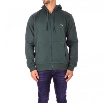Lacoste Sudadera Classic Fit con Bolsillo Canguro para Hombre SH9626-00 en Algodón y Poliéster Verde