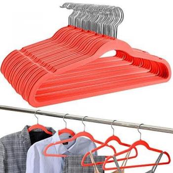 UMI. by Amazon - Perchas de Terciopelo, Antideslizantes, Resistentes y Ahorro de Espacio, con Gancho Giratorio de 360° y Hombros con Muesca, Percha Estándar para Multipropósito, Coral, 30 Pcs