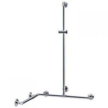 Pasamanos de Ducha Keuco Plan Care con Barra de Ducha 1097 x 1097 x 1263 mm, Aluminio Anodizado Plateado