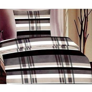 Ropa de cama de microfibra de 2 piezas blanco/gris/negro 1 x 155 x 220 Funda Nórdica + 1 x 80 x 80 Almohada, certificado Öko-Tex 100